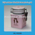 White ceramic tea canister with cover